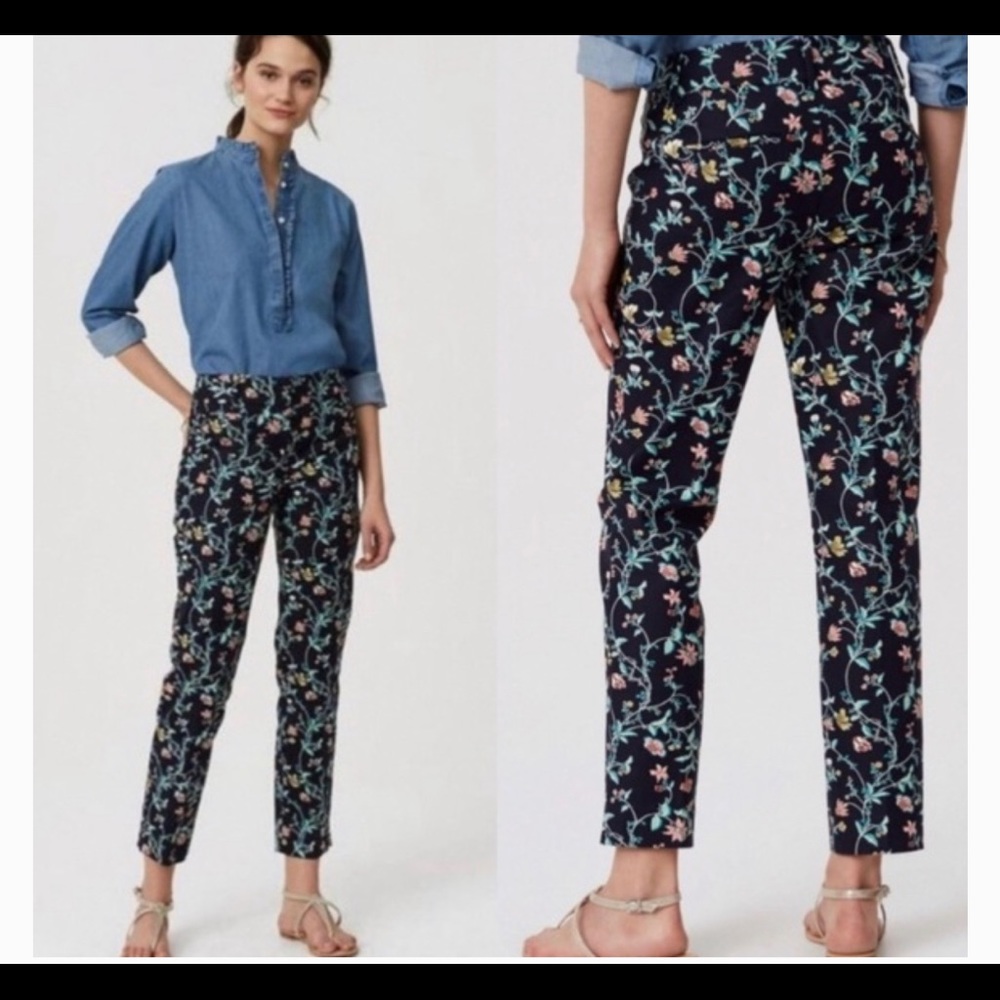 LOFT Marisa Riviera Multi Floral Crop Dress Pant